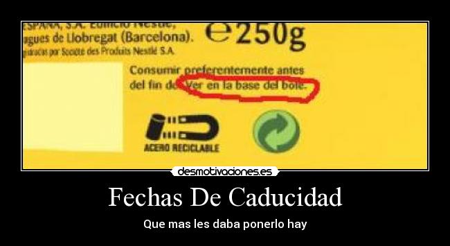 Fechas De Caducidad - Que mas les daba ponerlo hay