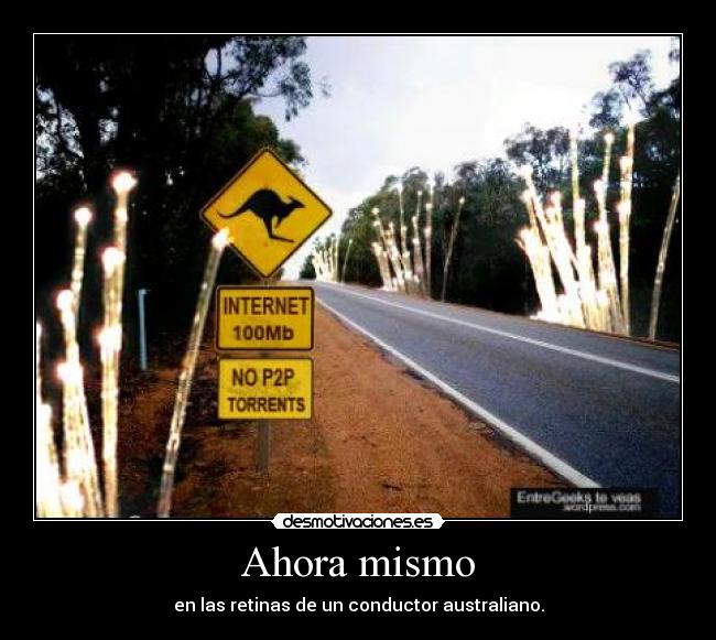 Ahora mismo - en las retinas de un conductor australiano.