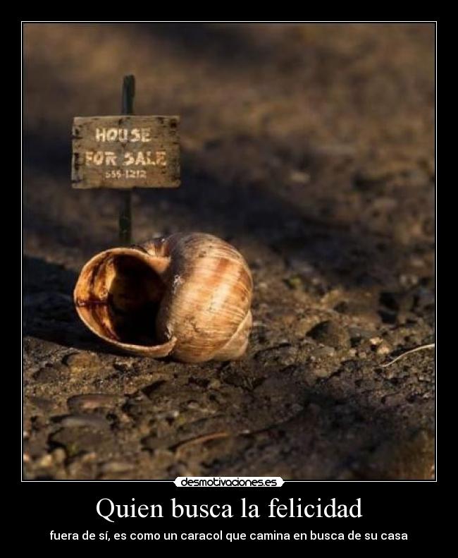 Quien busca la felicidad - fuera de sí, es como un caracol que camina en busca de su casa