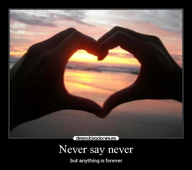 Never say never - but anything is forever
