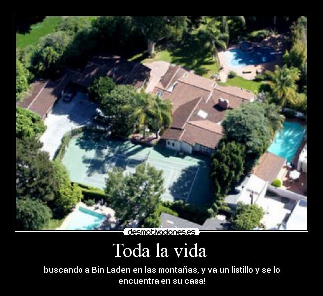 Toda la vida  - buscando a Bin Laden en las montañas, y va un listillo y se lo encuentra en su casa!