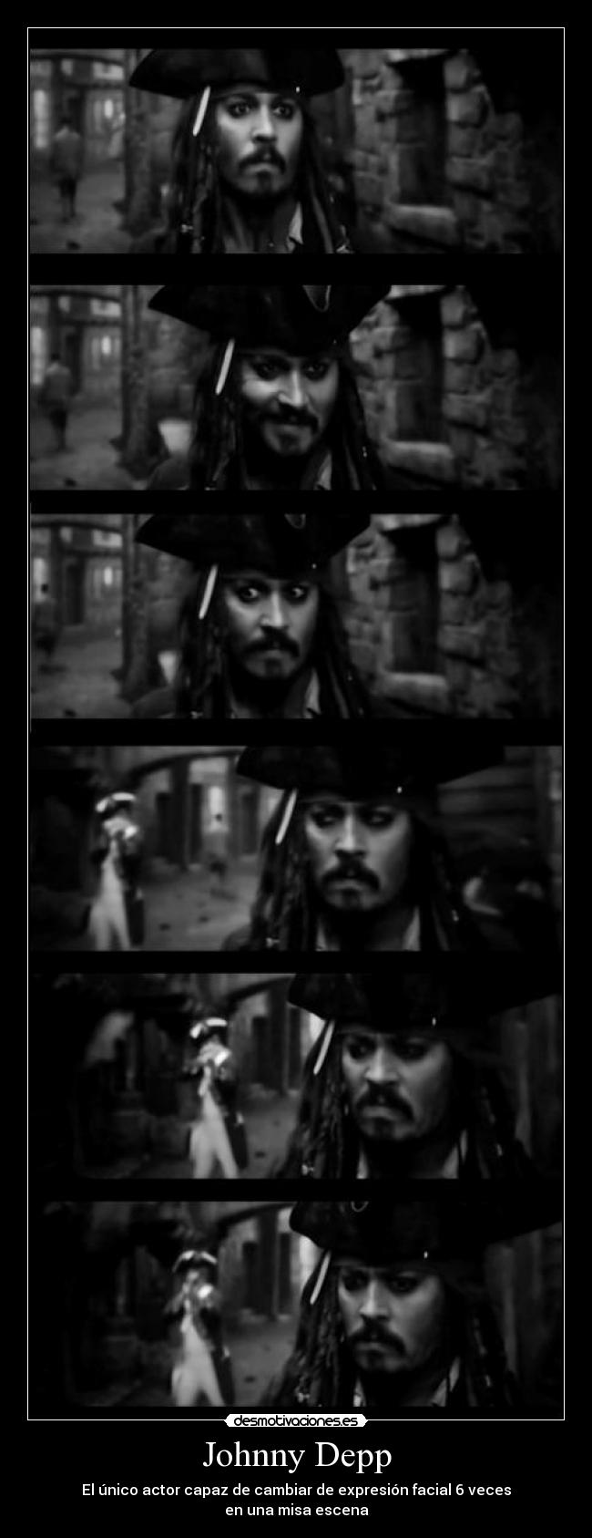 carteles johnny depp jack sparrow expresion facial pelicula piratas desmotivaciones