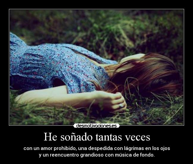 He soñado tantas veces - con un amor prohibido, una despedida con lágrimas en los ojos
y un reencuentro grandioso con música de fondo.