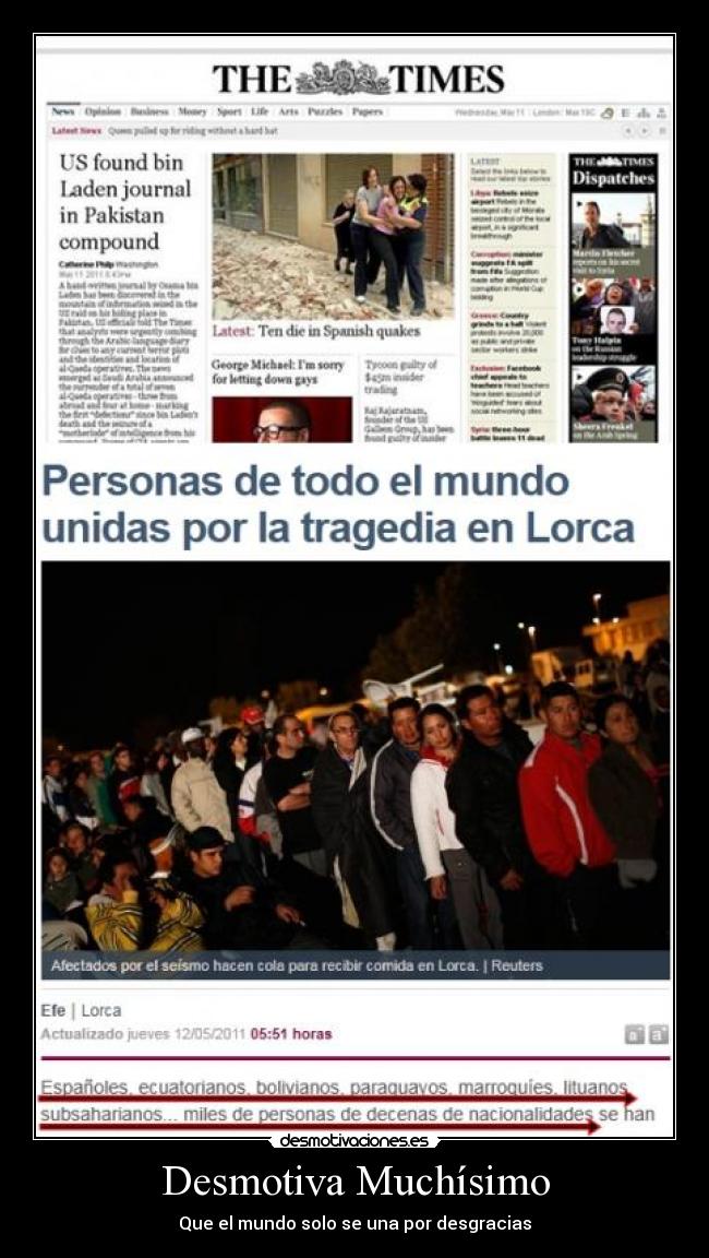 Desmotiva Muchísimo - Que el mundo solo se una por desgracias