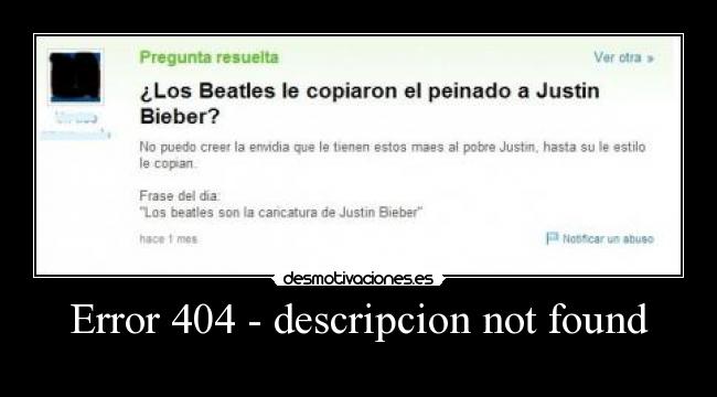 Error 404 - descripcion not found - 