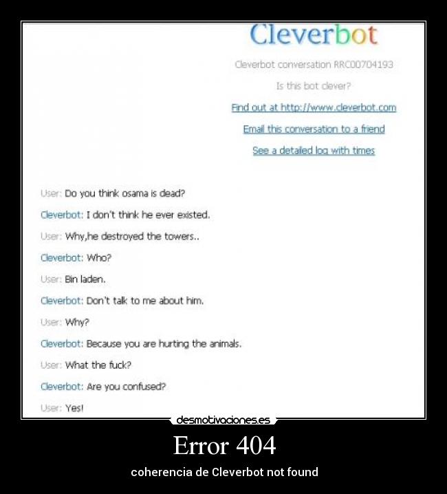 Error 404 - coherencia de Cleverbot not found