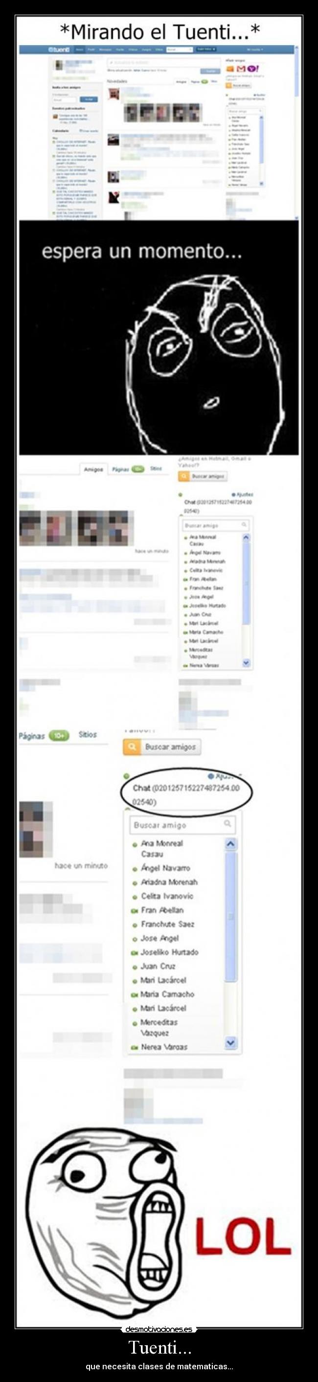 Tuenti... - que necesita clases de matematicas...