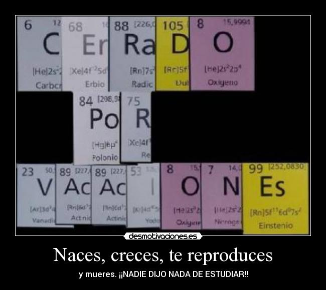 Naces, creces, te reproduces -