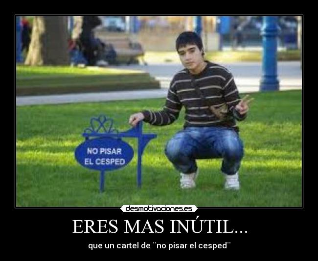 ERES MAS INÚTIL... - que un cartel de ¨no pisar el cesped¨