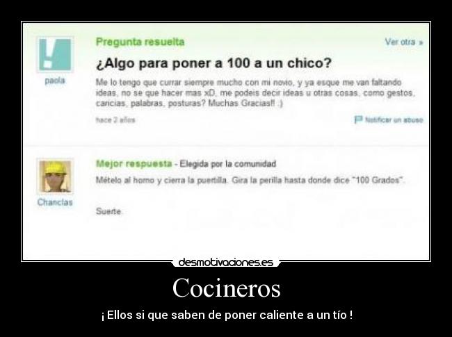 Cocineros - ¡ Ellos si que saben de poner caliente a un tío !