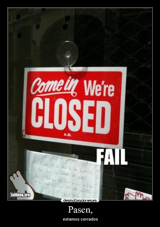 Pasen, - estamos cerrados