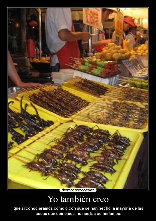 Yo también creo - que si conocieramos cómo o con qué se han hecho la mayoría de las
cosas que comemos, no nos las comeríamos.