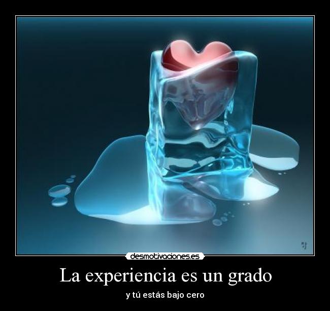 La experiencia es un grado - y tú estás bajo cero