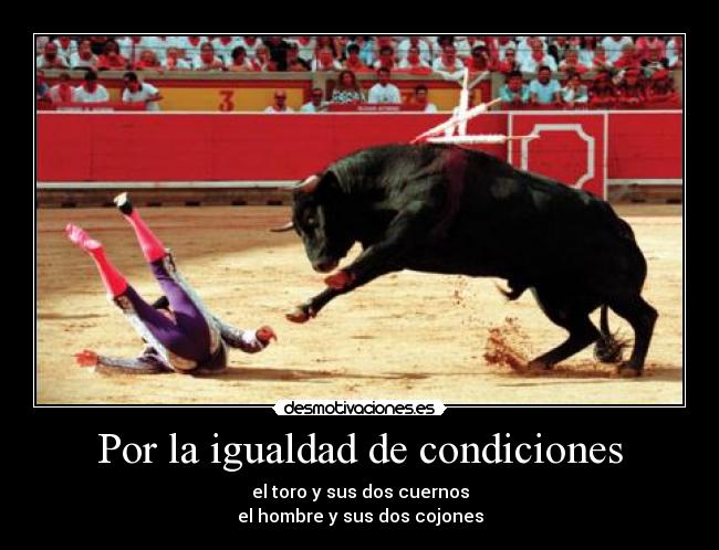 Por la igualdad de condiciones - el toro y sus dos cuernos
el hombre y sus dos cojones