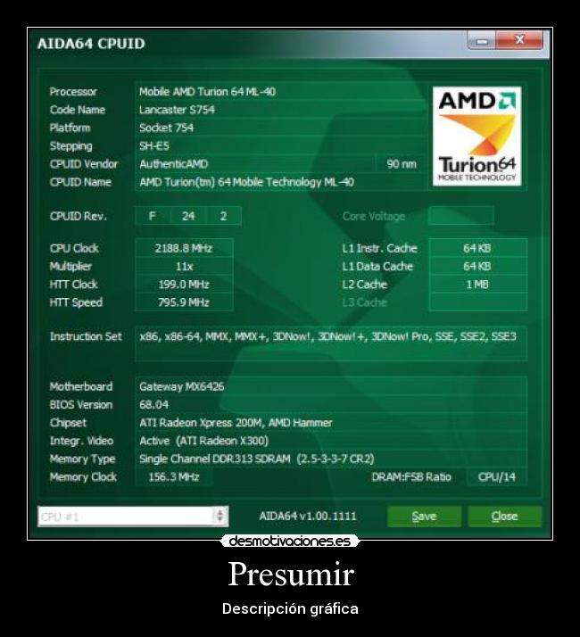 Presumir - Descripción gráfica