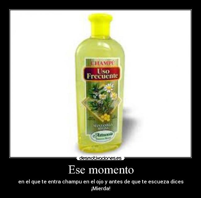 Ese momento - en el que te entra champu en el ojo y antes de que te escueza dices ¡Mierda!
