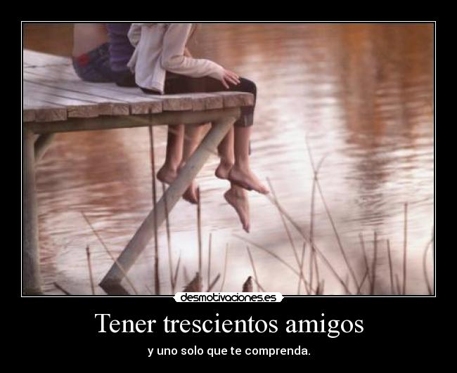 Tener trescientos amigos - y uno solo que te comprenda.