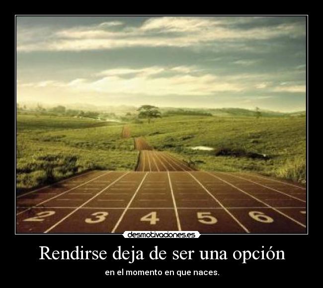 Rendirse deja de ser una opción - en el momento en que naces.