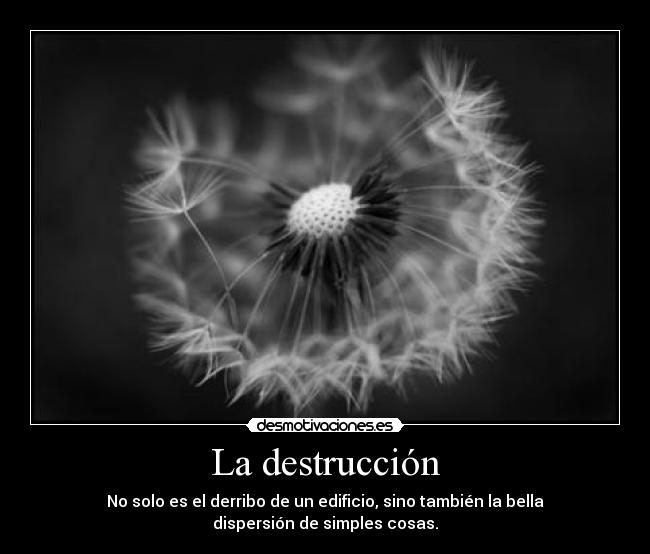 La destrucción - No solo es el derribo de un edificio, sino también la bella dispersión de simples cosas.