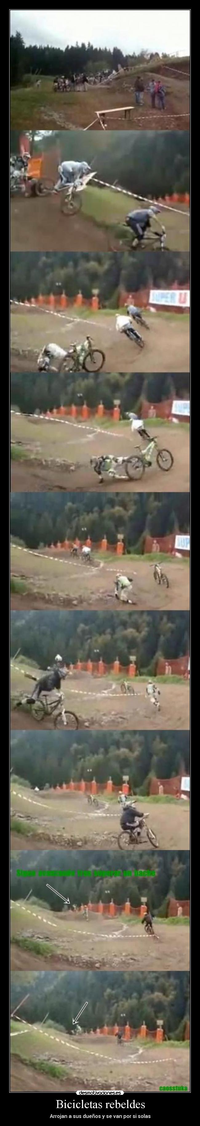 Bicicletas rebeldes - Arrojan a sus dueños y se van por si solas