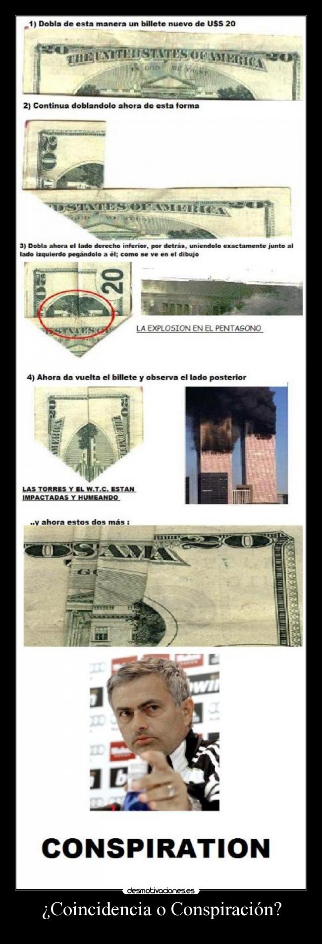 carteles conspiracion coincidencia mourinho eeuu billete poch desmotivaciones