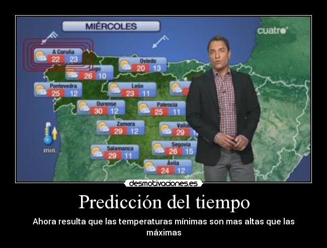 Predicción del tiempo - Ahora resulta que las temperaturas mínimas son mas altas que las máximas