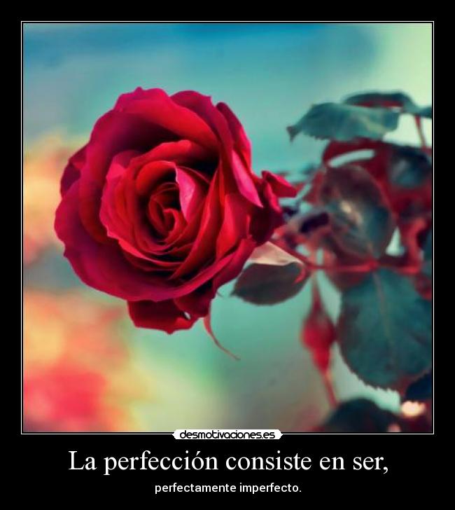 La perfección consiste en ser, - perfectamente imperfecto.