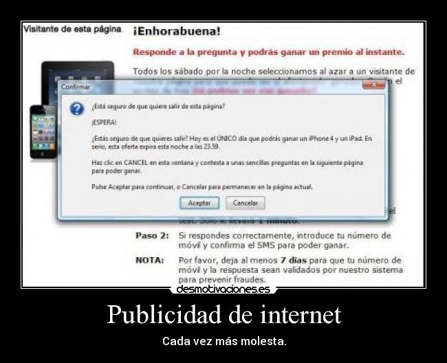 Publicidad de internet - Cada vez más molesta.