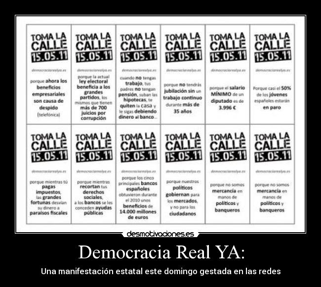 carteles democracia real anonymous manifestacion desmotivaciones