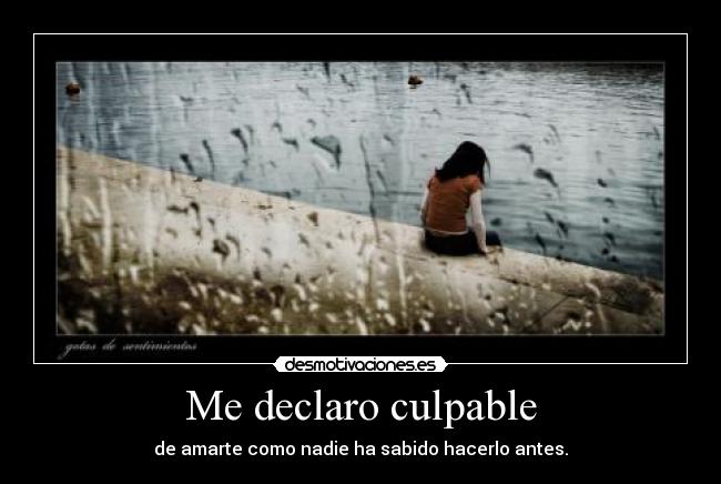 Me declaro culpable - de amarte como nadie ha sabido hacerlo antes.