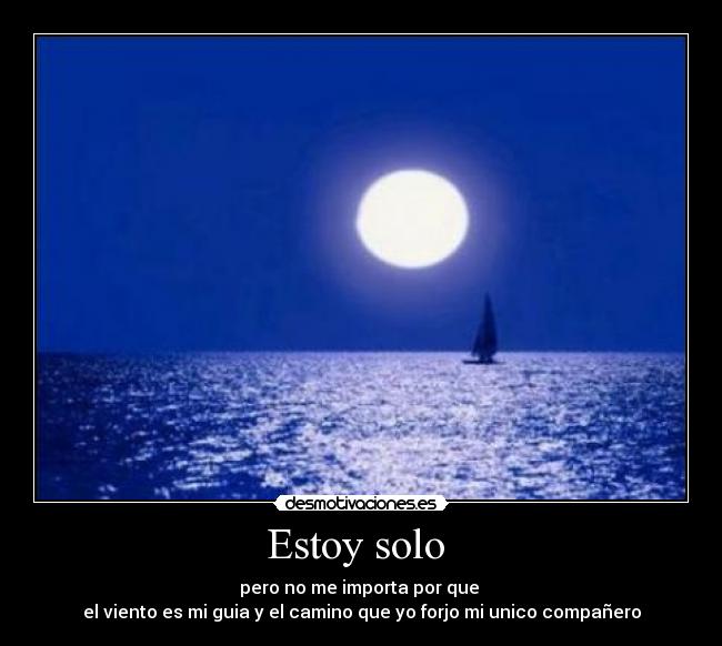 Estoy solo - pero no me importa por que
el viento es mi guia y el camino que yo forjo mi unico compañero