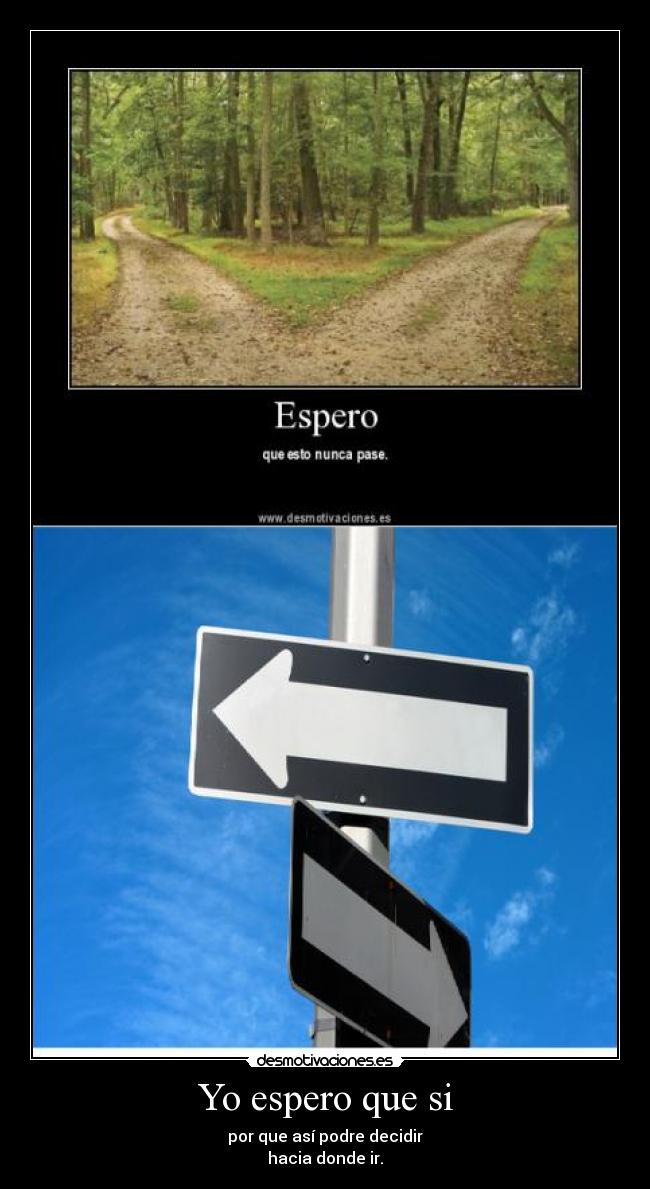 Yo espero que si - por que así podre decidir
hacia donde ir.