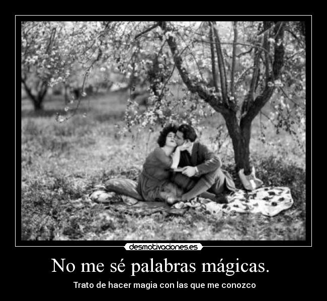 No me sé palabras mágicas.  -  Trato de hacer magia con las que me conozco