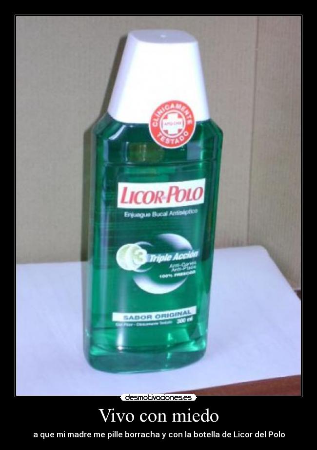 Vivo con miedo - a que mi madre me pille borracha y con la botella de Licor del Polo