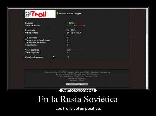 En la Rusia Soviética - Los trolls votan positivo.