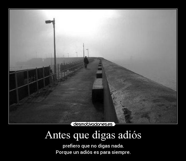 Antes que digas adiós - prefiero que no digas nada.
Porque un adiós es para siempre.