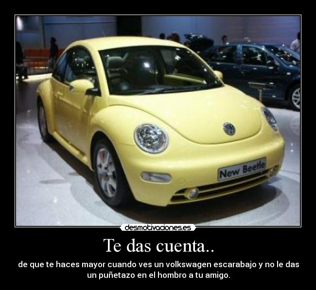 Te das cuenta.. - de que te haces mayor cuando ves un volkswagen escarabajo y no le das
un puñetazo en el hombro a tu amigo.