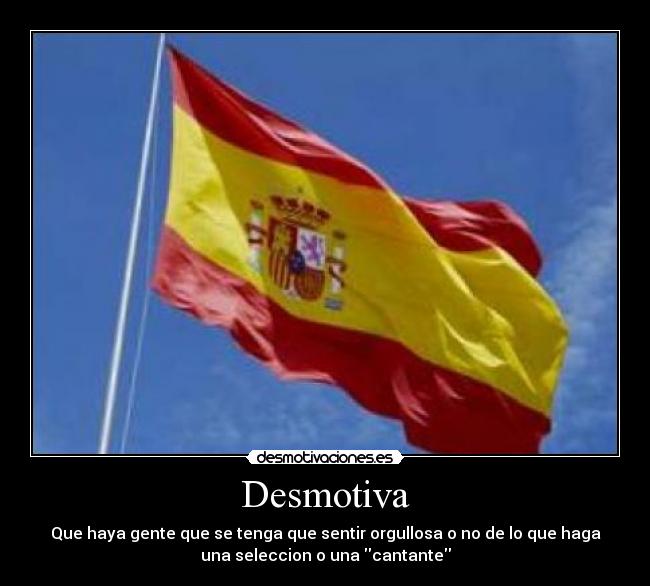 Desmotiva - Que haya gente que se tenga que sentir orgullosa o no de lo que haga
una seleccion o una cantante