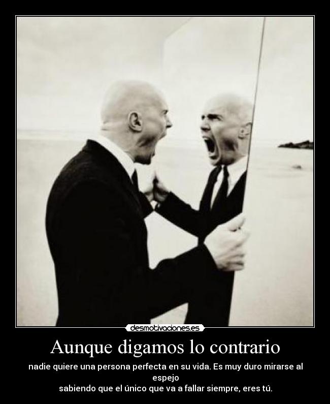 Aunque digamos lo contrario - nadie quiere una persona perfecta en su vida. Es muy duro mirarse al espejo
sabiendo que el único que va a fallar siempre, eres tú.