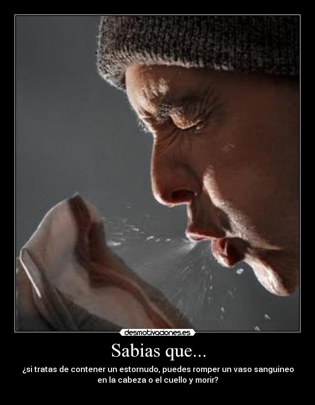 Sabias que... - ¿si tratas de contener un estornudo, puedes romper un vaso sanguineo
en la cabeza o el cuello y morir?