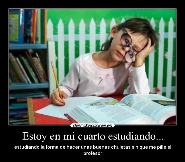 Estoy en mi cuarto estudiando... - 