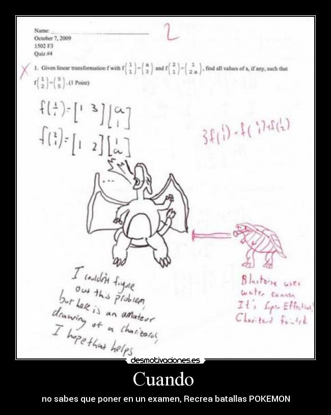 Cuando - no sabes que poner en un examen, Recrea batallas POKEMON