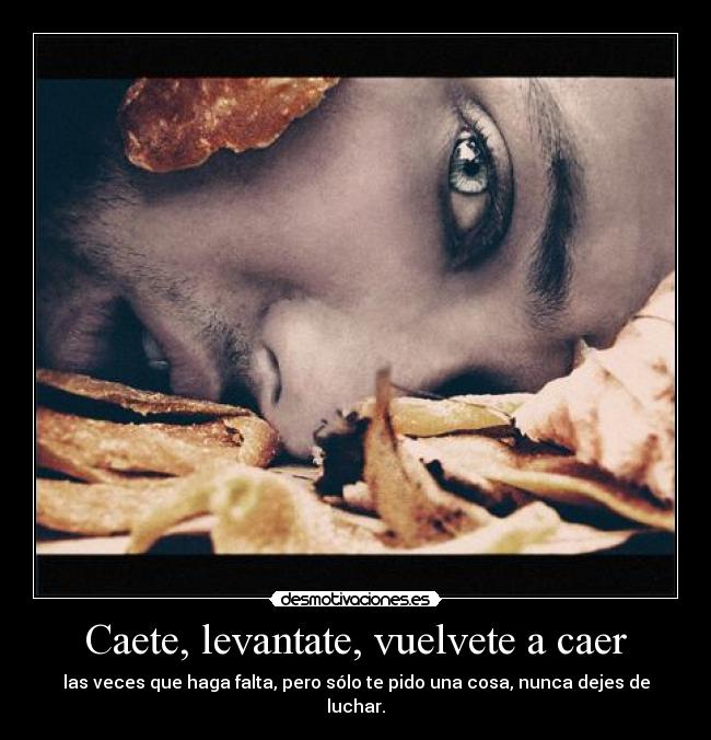 Caete, levantate, vuelvete a caer - las veces que haga falta, pero sólo te pido una cosa, nunca dejes de luchar.