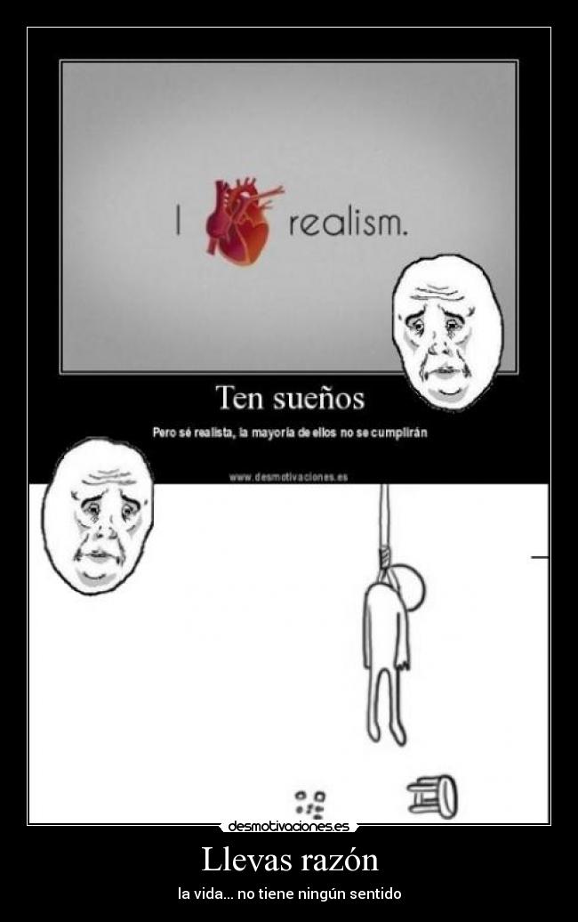 Llevas razón - la vida... no tiene ningún sentido