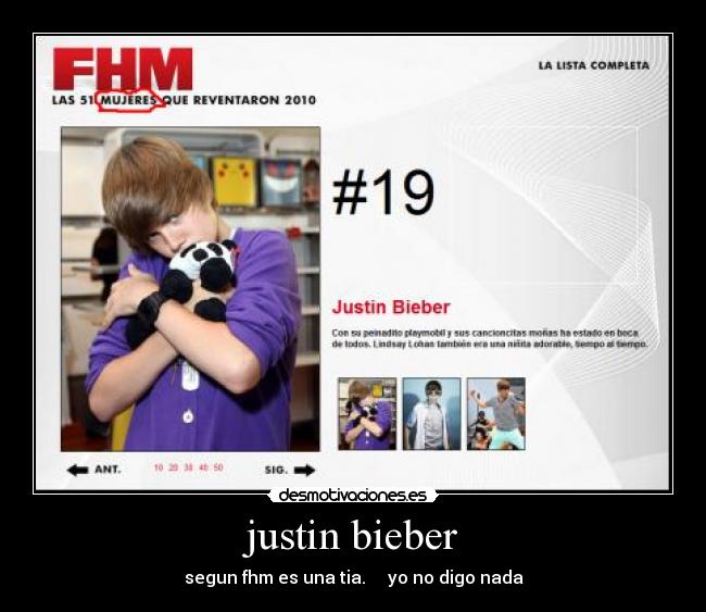 justin bieber - segun fhm es una tia. yo no digo nada