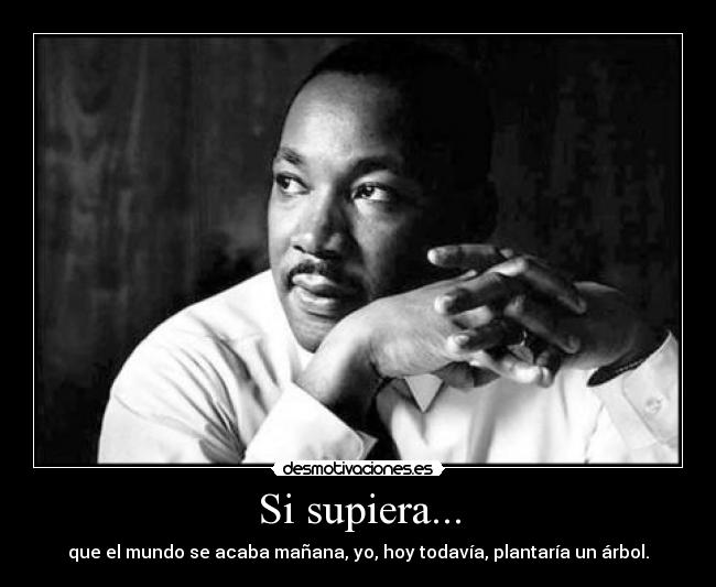 Si supiera... - que el mundo se acaba mañana, yo, hoy todavía, plantaría un árbol.