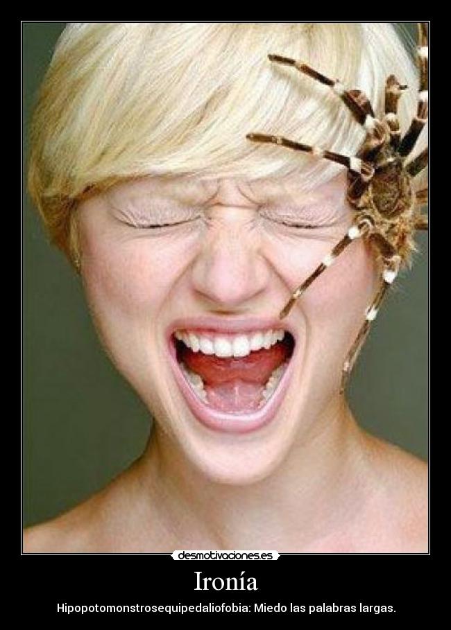 Ironía - Hipopotomonstrosequipedaliofobia: Miedo las palabras largas.