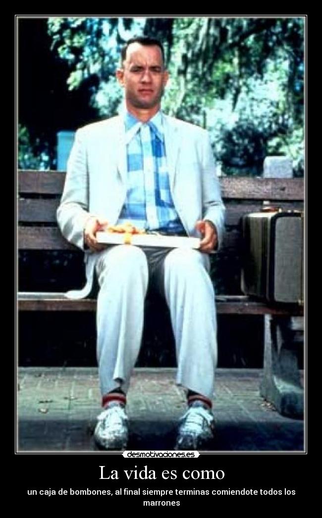 La vida es como - un caja de bombones, al final siempre terminas comiendote todos los marrones