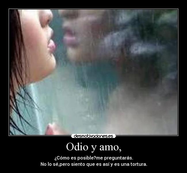 Odio y amo, - ¿Cómo es posible?me preguntarás.
No lo sé,pero siento que es así y es una tortura.