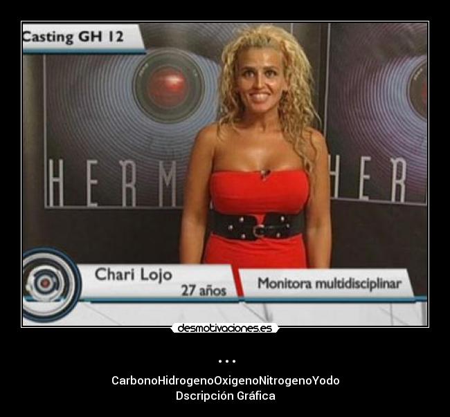 ... - CarbonoHidrogenoOxigenoNitrogenoYodo
Dscripción Gráfica